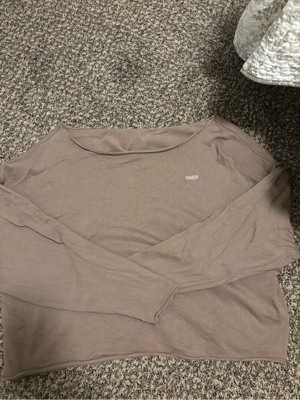 Oner Active Taupe Long Sleeve Scoop Neck Top